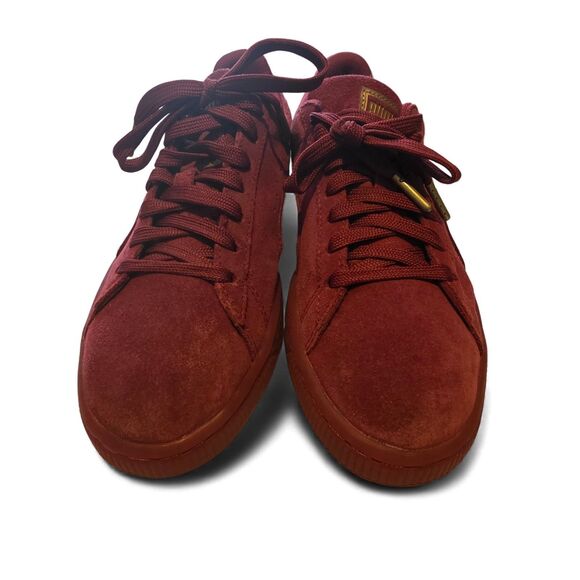 PUMA Suede Kids Lace-Up Sneakers Burgundy Red Youth Size 5 Casual Shoes - Picture 1 of 10